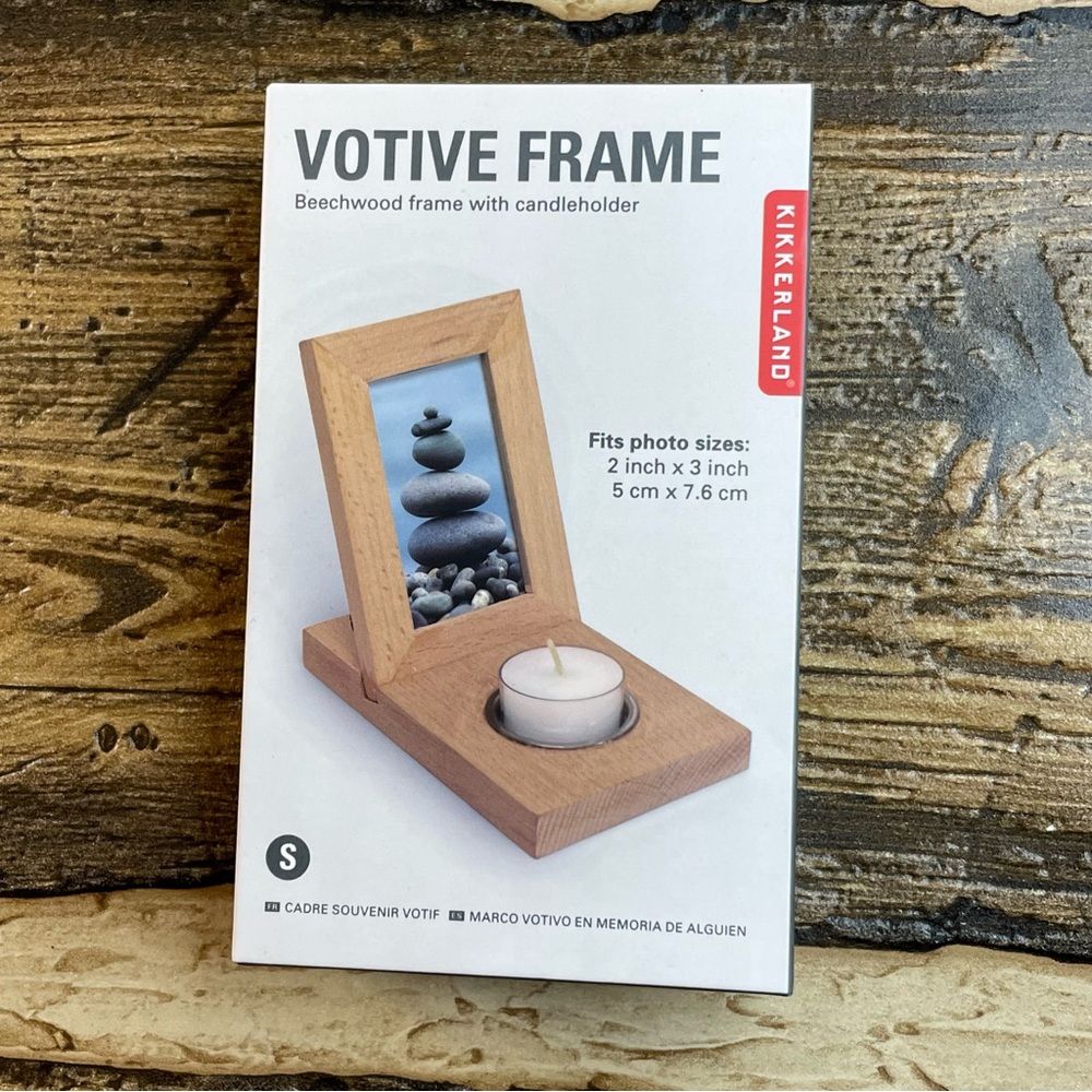 Kikkerland beechwood votive frame 2”x3”